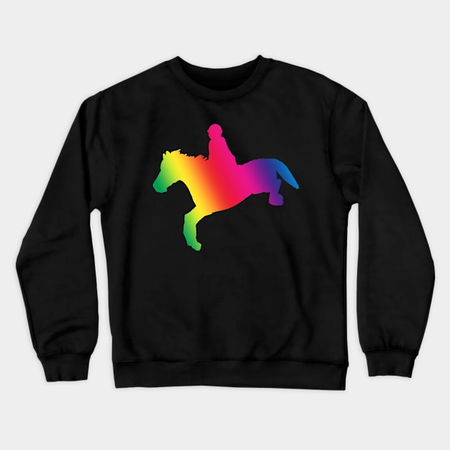 jumping horse rainbow Crewneck Sweatshirt by Shyflyer